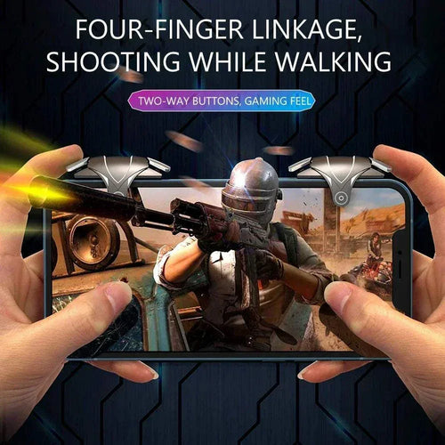 RGB 4-finger mobile gaming triggers with zero latency and customizable lighting for PUBG and COD Mobile controllers