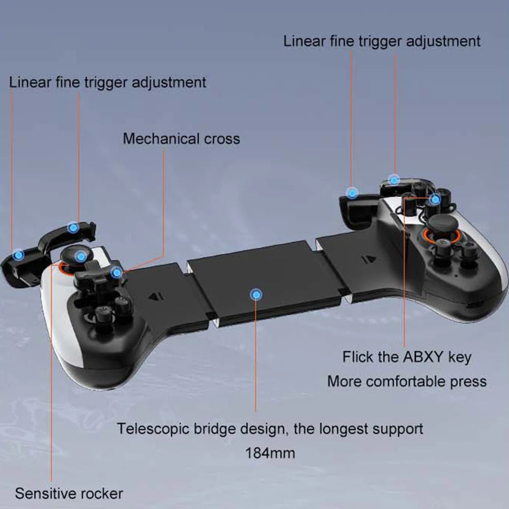JK03 Telescopic Controller for mobile gaming with wireless Bluetooth, low latency, and universal phone compatibility